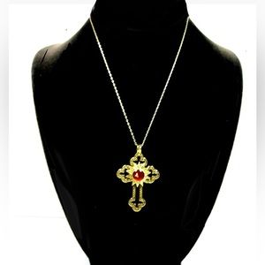 Nativity stone cross necklace